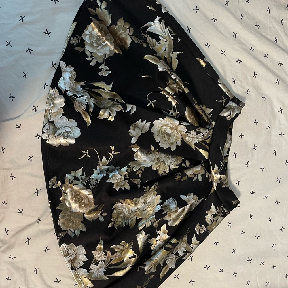 Charlotte Russe Black and Gold Floral Mini Skirt